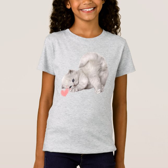 Camiseta Gatinho Bonito Reproduzindo (Frente)