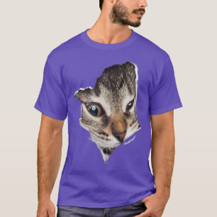 Camiseta Gatinho Bonito Tearing T-Shirt Parecendo T-S