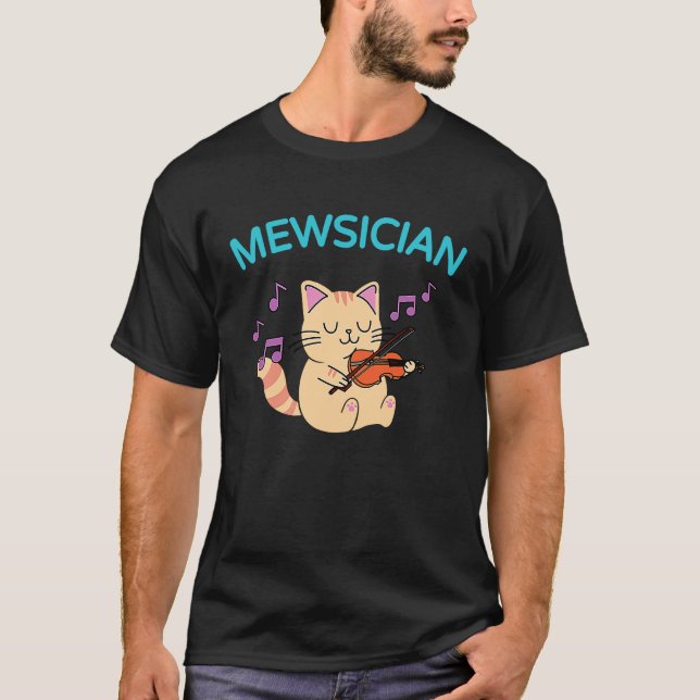 Camiseta Gatinho Bonito Tocando Violino (Frente)