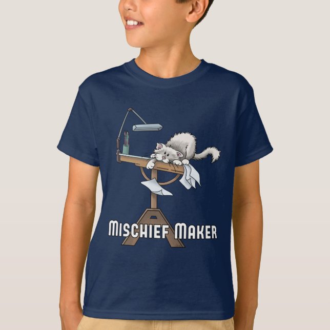 Camiseta Gatinho Branco Criador de Travessuras (Frente)