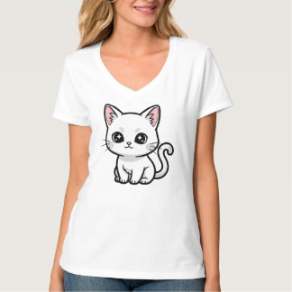 Camiseta Gatinho Branco Doce