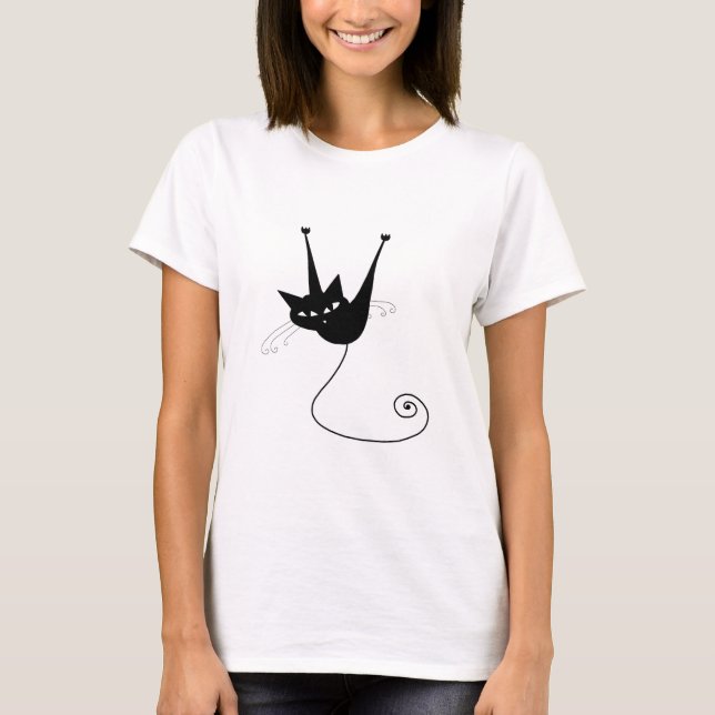 Camiseta Gatinho branco preto 1 (Frente)
