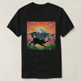 Camiseta Gatinho Brincalhão da Flor de Cerejeira Japonesa