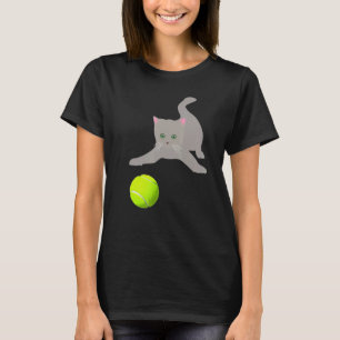 Camiseta Gatinho Brincando Com Uma Bola De Tênis Kitty Gato