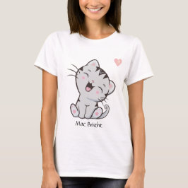 Camiseta Gatinho Cinza Atraente Gato Tabby & Coração