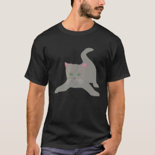 Camiseta Gatinho Cinza Brincalhão Com Olhos Verdes Gato