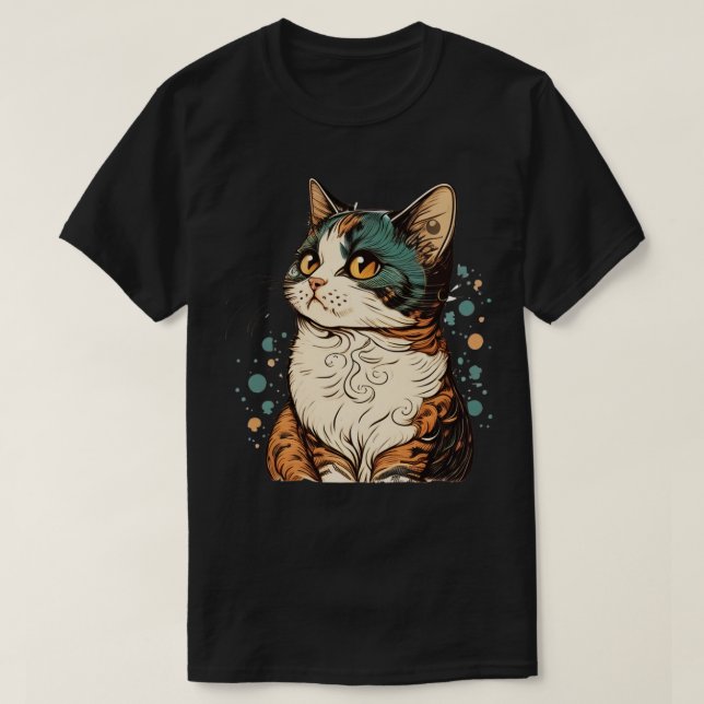 Camiseta Gatinho Colorida, Gato Gato, Gato, Mãe (Frente do Design)