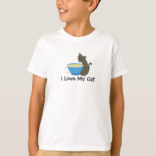 Camiseta Gatinho com Prato de Comida