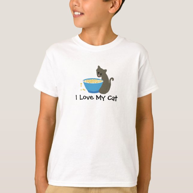 Camiseta Gatinho com Prato de Comida (Frente)