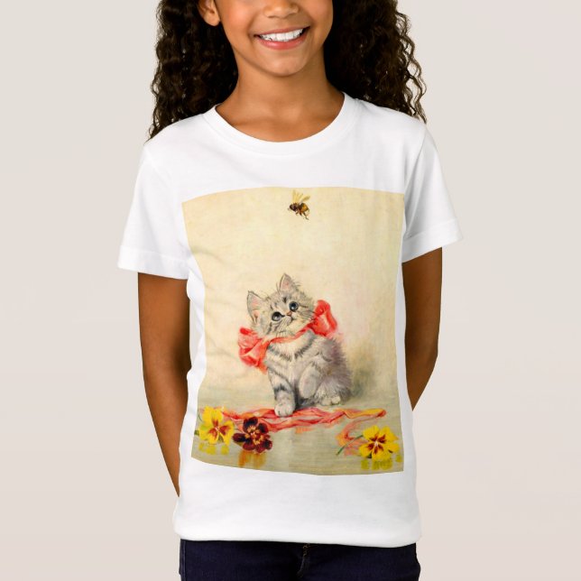 Camiseta Gatinho com um Laço Vermelho (Frente)