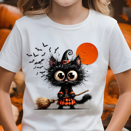 Camiseta Gatinho da Bruxa Negra Bonita, Dia das Bruxas