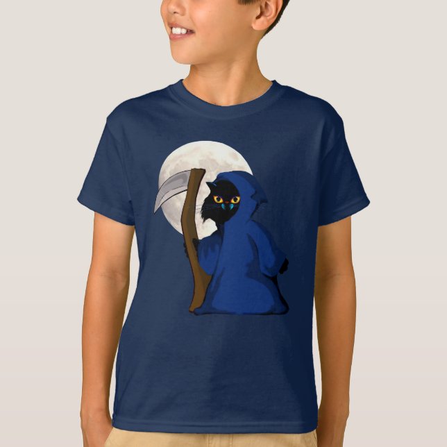 Camiseta Gatinho da ceifeira e t-shirt pequenos da lua (Frente)