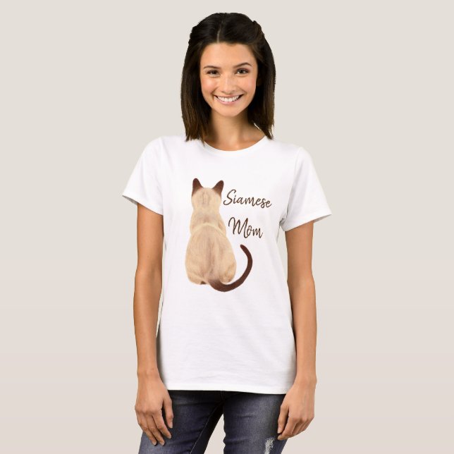 Camiseta Gatinho da mamã do gato Siamese de Sasha que olha (Frente Completa)