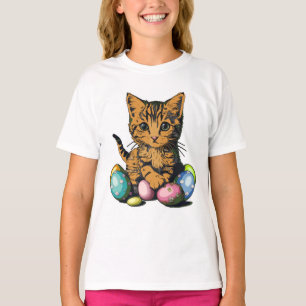 Camiseta Gatinho da Páscoa Calico ou Gato Laranja Tabby  