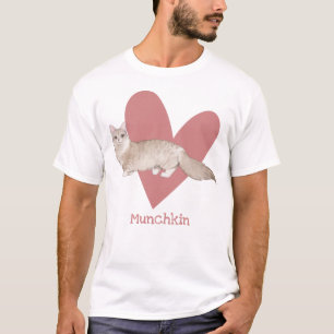 Camiseta Gatinho de Aquarela Munchkin, Coração Rosa
