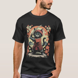 Camiseta Gatinho de Artes Marciais Japonesas Samurai