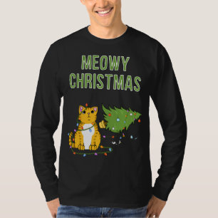 Camiseta Gatinho de árvore de Natal Cat Orange Tiger Tabby