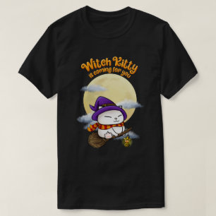 Camiseta Gatinho de Bruxas de Gato Halloween