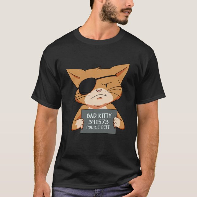 Camiseta Gatinho De Captura De Gângster De Gato Mau Para Pe (Frente)