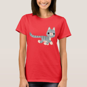 Camiseta Gatinho de Cartoon Bonito, Camiseta-T