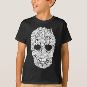 Camiseta Gatinho de crânio Esqueleto de Halloween Costume A