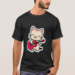 Camiseta Gatinho de desenho animado fofo tocando violão Kit