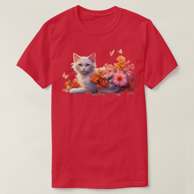 Camiseta Gatinho de flores (Frente do Design)