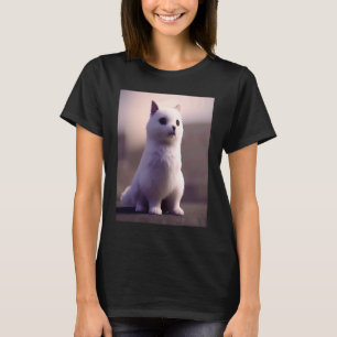 Camiseta Gatinho de Gato Branco Fofinho como Neve Pose