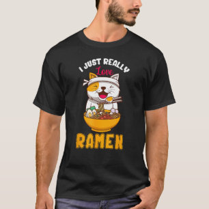 Camiseta Gatinho De Gato De Noodles Japonês Eu Amo Ramen