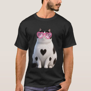 Camiseta Gatinho de gato preto legal óculos vermelhos do co