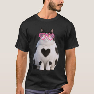 Camiseta Gatinho de gato preto legal óculos vermelhos do co