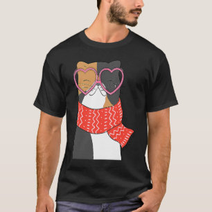 Camiseta Gatinho de gato preto legal óculos vermelhos do co
