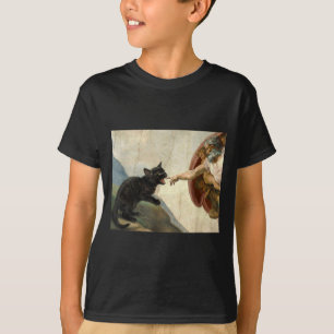 Camiseta Gatinho de Gato Preto Mordendo a Mão dos Deuses