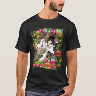 Camiseta Gatinho De Gato Quebrado Muro De Natal Xmas Engra
