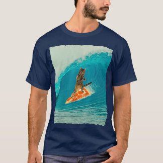 Camiseta Gatinho de gato surf pilotando uma onda com Surf d
