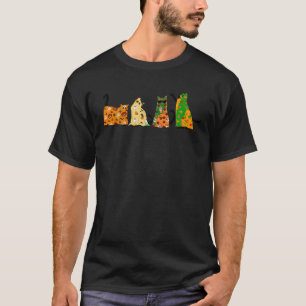 Camiseta Gatinho de Ghost Ghost Cute Caiu no Outono
