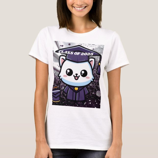 Camiseta Gatinho de Gratuação Elegante Balão de Palhaço Rox (Frente)