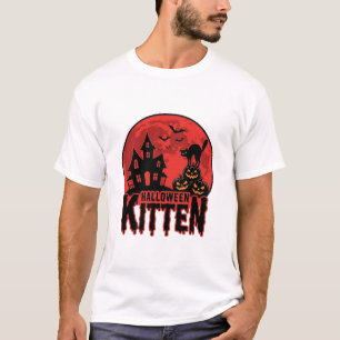 Camiseta Gatinho de Halloween Casa Assombrada Gato Gráfico_