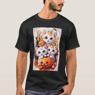 Camiseta Gatinho de Halloween Fofo Placa de Identificação d