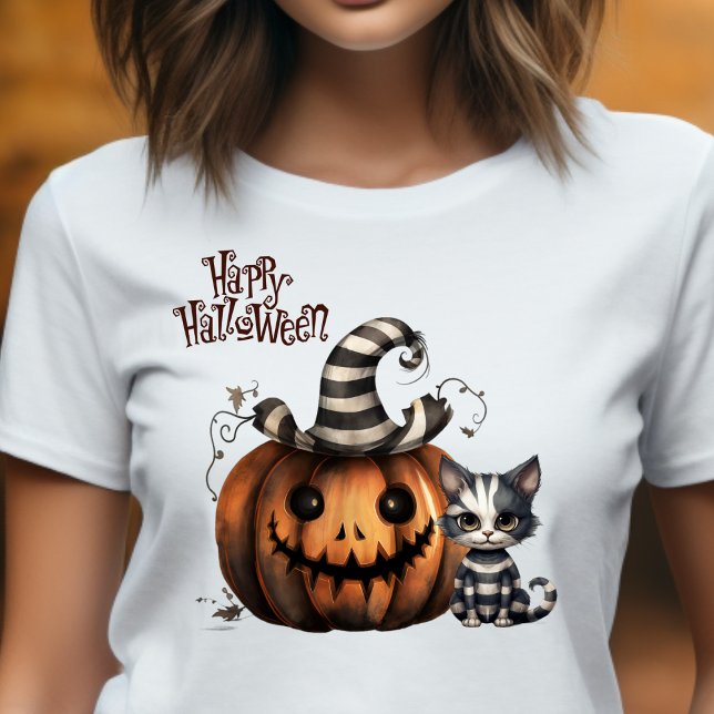 Camiseta Gatinho de Halloween Gelado Bonito (Criador carregado)