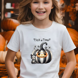 Camiseta Gatinho de Halloween Negro Pumpkin