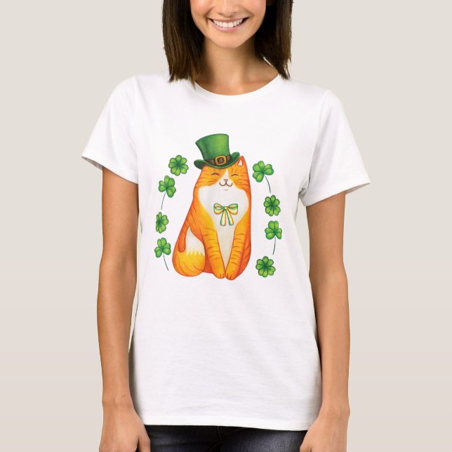 Camiseta Gatinho de Lucky Ginger St Patricks (Frente)