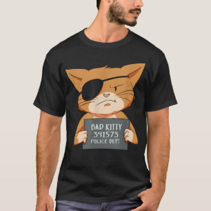 Camiseta Gatinho De Mugshot De Gângster De Gato Mau Para Pe
