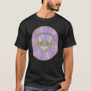 Camiseta Gatinho De Música House Dj Fones de ouvido De Gato