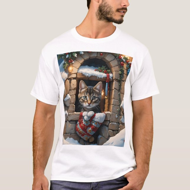 Camiseta gatinho de Natal (Frente)