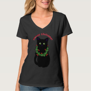 Camiseta Gatinho de Natal Bonito e Meowy