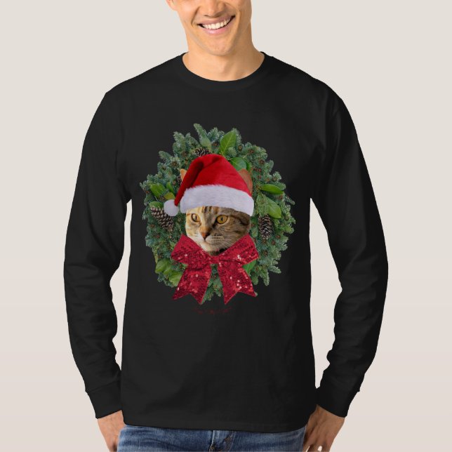 Camiseta Gatinho de Natal da Torbie Gata Giva de Gatinho Mu (Frente)