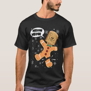 Camiseta Gatinho de Natal Engraçado Falso Meow Homem de Bis