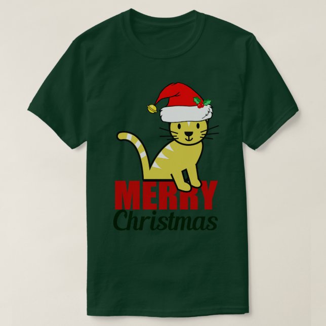 Camiseta Gatinho de Natal Feliz (Frente do Design)