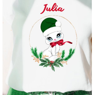 Camiseta Gatinho de Natal personalizado – Férias festivas 